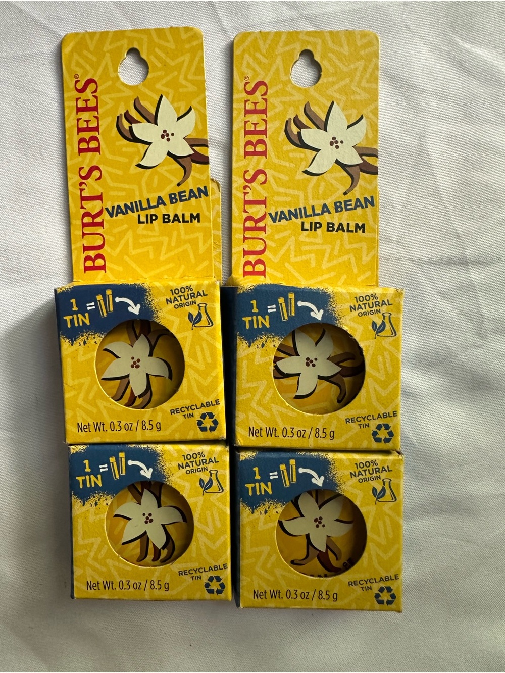 Burt's Bees Vanilla Bean Moisturizing Lip Balm Tin 0.3 oz 4 Count